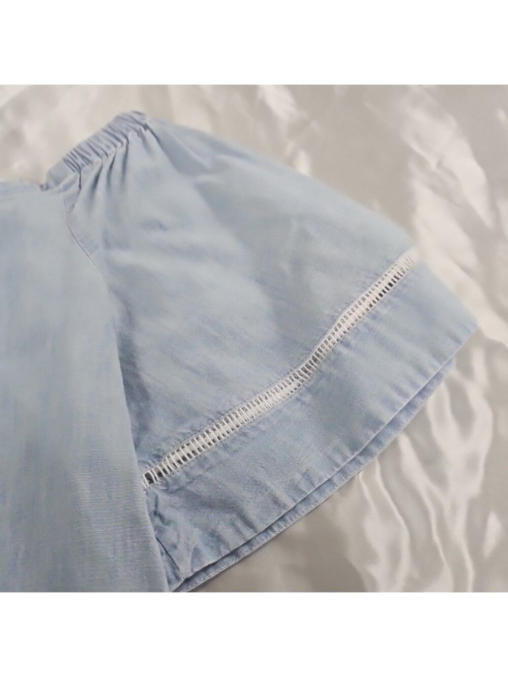 Lauren Ralph Lauren Blue Chambray Off Shoulder Flutter Sleeve Top Womens Medium - Picture 12 of 14